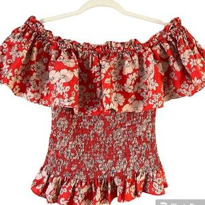 Rebecca Taylor silk off the shoulder top